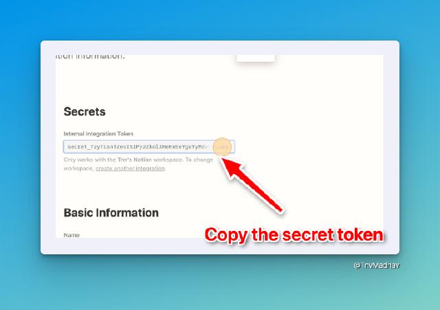 Create notion integration secret token