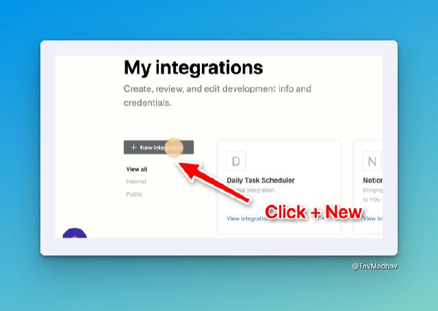Create notion integration secret token
