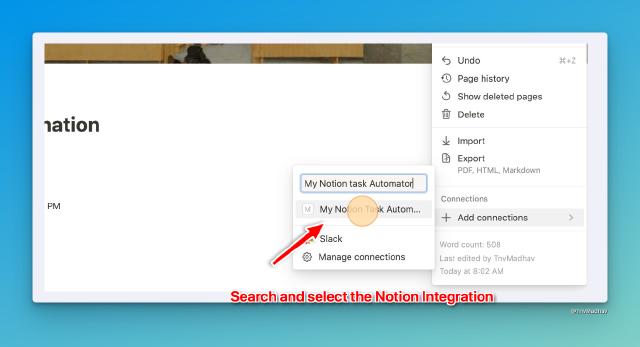 Connect it to the notion page