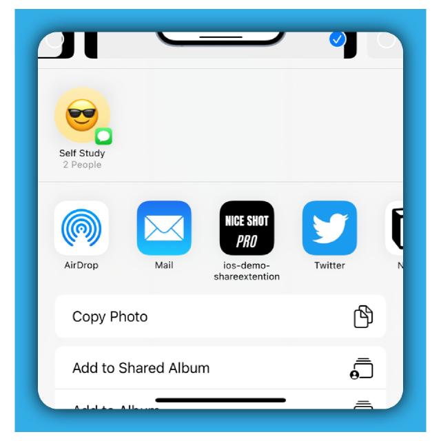 A less detailed screenshot of share-sheet from the internet