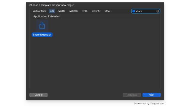 Creating a share extension step 3
