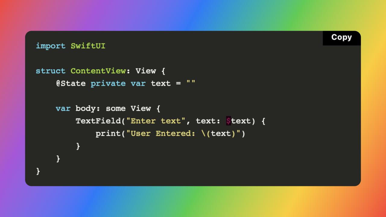 A screenshot of a simple TextField implementation in SwiftUI