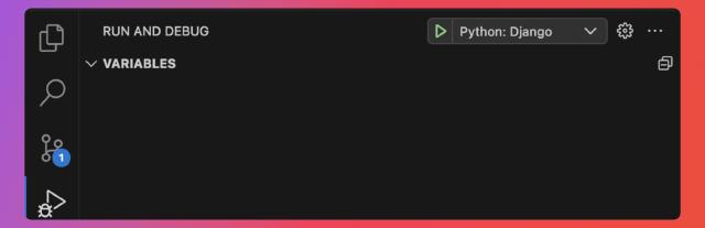 A screenshot of the debug button in vs code