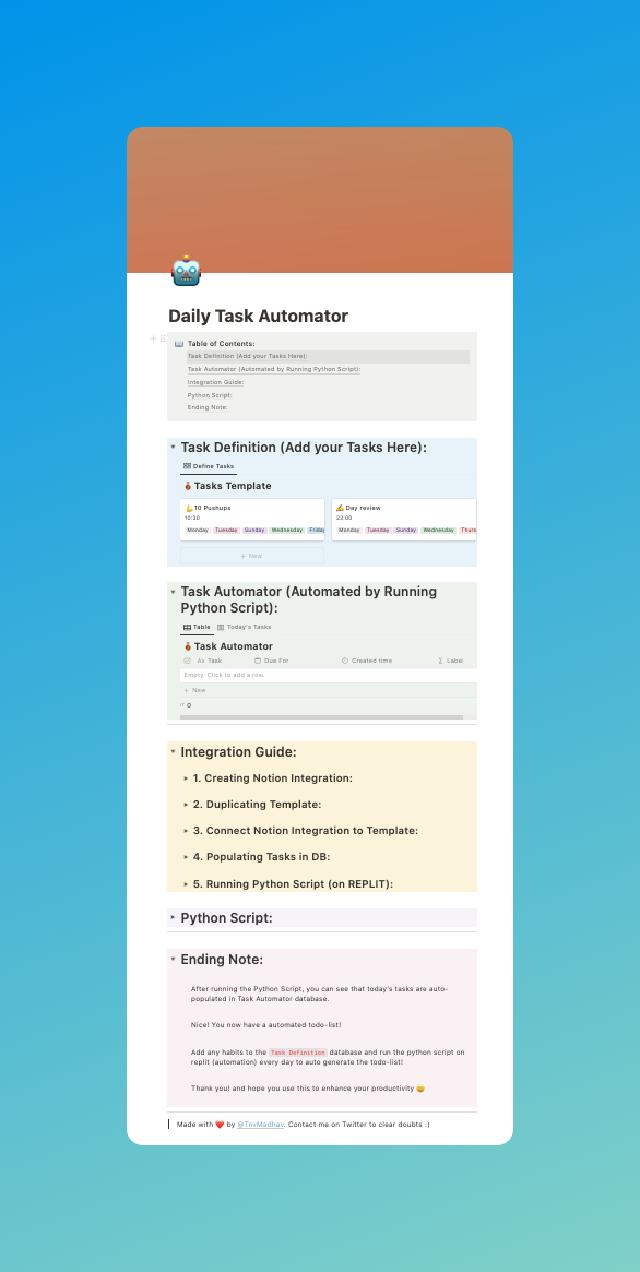 Daily Schedule Automator Notion Template