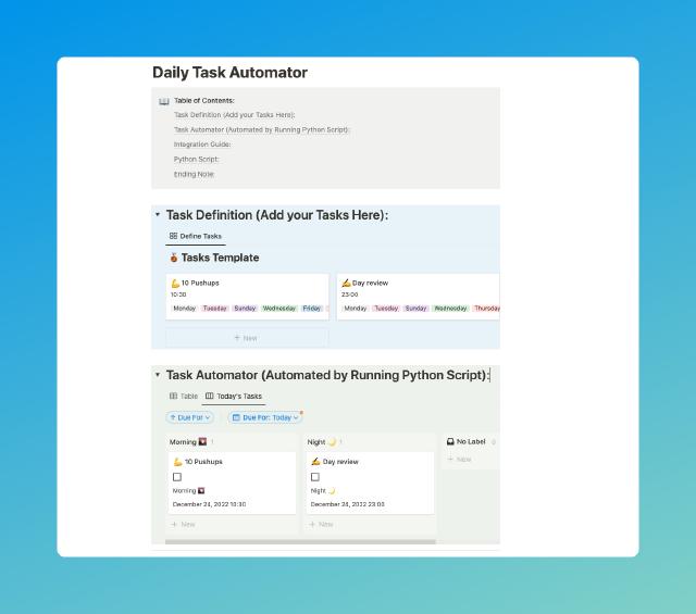 Daily Schedule Automator Notion Template