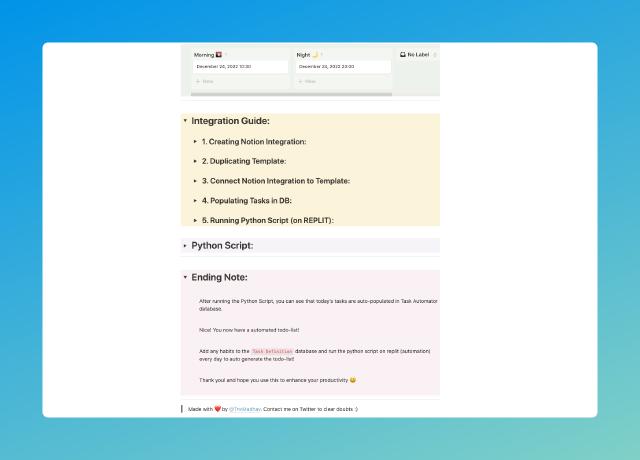 Daily Schedule Automator Notion Template