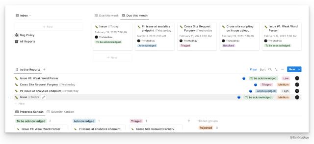 Another screenshot of the Notion Bug Report Tracker Template