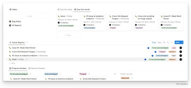 TnvMadhav | Notion Bug Report Tracker Template