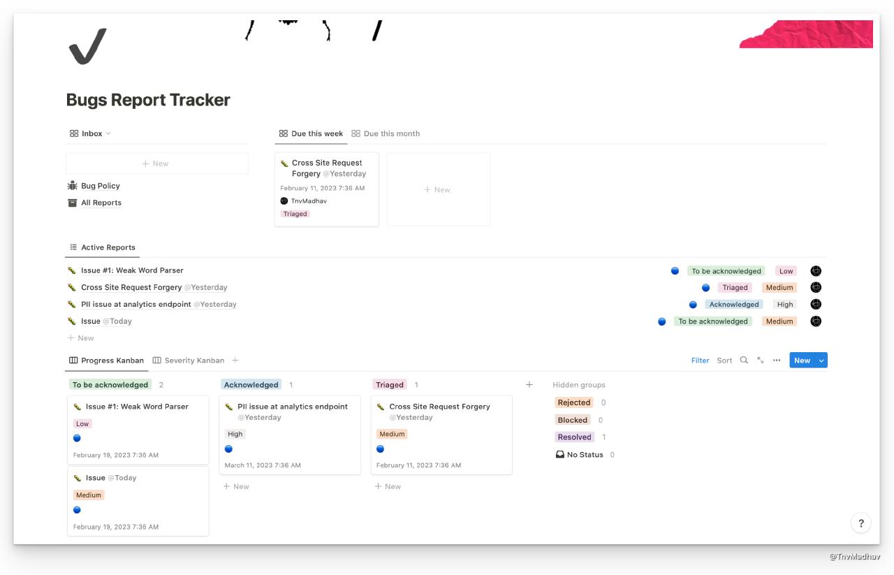 Notion Bug Report Tracker Template