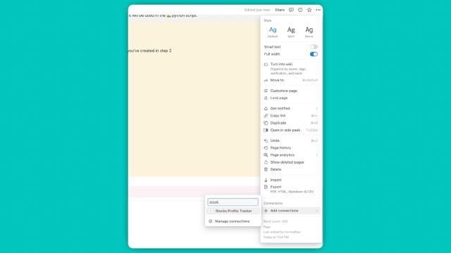 Connecting notion integration